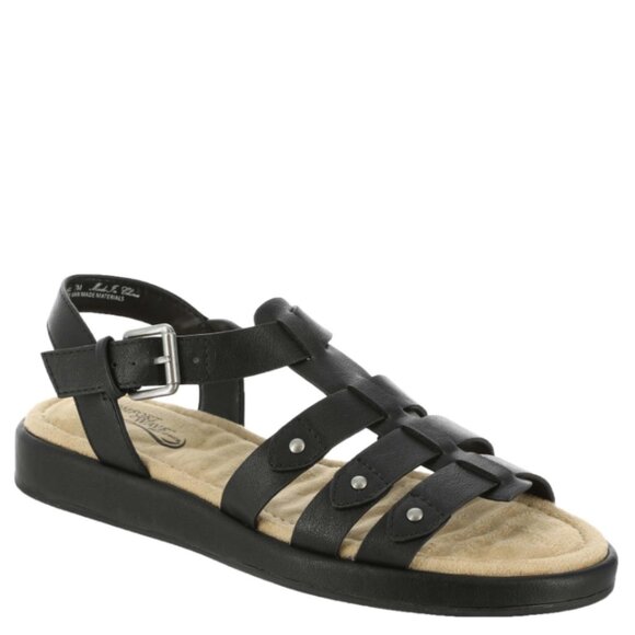 easy street Shoes - Easy Street Women's Black Chirp Flat Gladiator Sandals 6.5